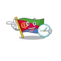 With clock smiling flag eritrea cartoon character style