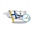 With clock smiling flag finland cartoon character style