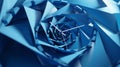A clock with a spiral design of triangular wedges in a gradient of blues