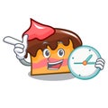 With clock sponge cake character cartoon