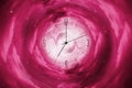 Clock in the starry cosmic sky. Leaving time. Time and space. Time concept Royalty Free Stock Photo