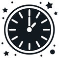 Clock striking midnight, New Year's Eve, time, countdown, celebration icon Royalty Free Stock Photo