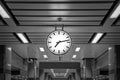 Clock at subway station. Public clock in railway station. A big clock in the subway station. Royalty Free Stock Photo