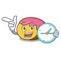 With clock swiss roll character cartoon