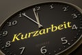 Clock with text short-time work in german language
