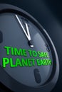 clock with text time to safe planet earth