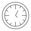 Clock thin line icon, time and dial, watch sign, vector graphics, a linear pattern on a white background. Royalty Free Stock Photo