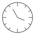 Clock thin line icon, time and hour, watch sign, vector graphics, a linear pattern on a white background. Royalty Free Stock Photo