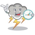 With clock thunder cloud character cartoon Royalty Free Stock Photo