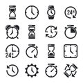 Clock, time, chronometer vector pictograms