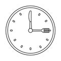 Clock time dinner restaurant fork and knife outline