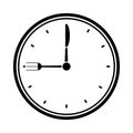 Clock time dinner restaurant fork and knife pictogram Royalty Free Stock Photo