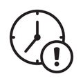 Clock time with exclamation mark. Expire icon. Deadline icon. Royalty Free Stock Photo