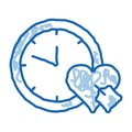 Clock Time Heart doodle icon hand drawn illustration Royalty Free Stock Photo