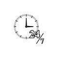 Clock time icon 24 and 7 Royalty Free Stock Photo