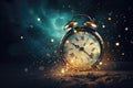 Clock in time space. time concept, Futuristic abstract background.by Generative AI.