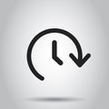 Clock time vector icon. Timer 24 hours sign illustration. Business concept simple flat pictogram on isolated background. Royalty Free Stock Photo