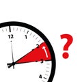 Clock time zone change icon image with red question mark