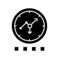 Clock timer black icon, concept illustration, vector flat symbol, glyph sign.