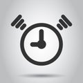 Clock timer icon in flat style. Time alarm illustration on white background. Stopwatch clock business concept