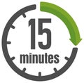 Clock , timer time passage icon / 15 minutes