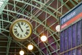 Clock and timetable in Sydney central train station. Royalty Free Stock Photo