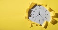 Clock on torn paper. Time Management