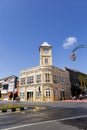 Clock tower from across street in Phuket old town, Thailand tourist attraction Royalty Free Stock Photo