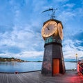 Clock Tower at Aker Brygge in Oslo, Norway