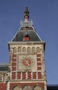 Clock Tower of Amsterdam Centraal Train Station in Amsterdam Royalty Free Stock Photo