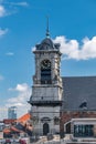 Clock tower at Athenee Robert Catteau building in Brussels, Belgium Royalty Free Stock Photo