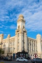 Main building of the Azerbaijan Railways. Clock tower in Baku.