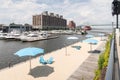 Clock Tower Beach Old Port in Montreal Canada Royalty Free Stock Photo