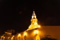 clock tower in Cartagena Colombia in the night Royalty Free Stock Photo