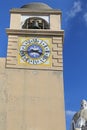 Clock tower in center of Capri island in clear day - Naples Royalty Free Stock Photo