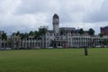 A clock tower in the center of Fiji`s capital Suva in the colonial style on the island of Viti Levu in the Fiji archipelago in the