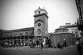 The Clock Tower and The church of the Rotonda San Lorenzo, Piazza delle Erbe, Mantua, Italy