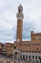 Clock tower of a city hall on main square in Siena Royalty Free Stock Photo