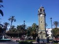 Clock tower in the city park of Antofagasta, Chile. Royalty Free Stock Photo