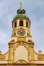 Clock tower of famous historical Loreta building in Prague Royalty Free Stock Photo