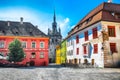 The Clock Tower and famous medieval fortified city built by Saxons in Sighisoara Royalty Free Stock Photo