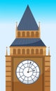 Clock tower flat icon of Big Ben. British tower with clock. Popular tourist attraction in London Royalty Free Stock Photo