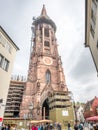 Clock tower of Freiburg minster cathedral