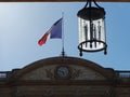 clock tower and a street lamp in the city, Bordeaux, France Royalty Free Stock Photo