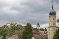 Clock tower Graz Austria historical house building Royalty Free Stock Photo