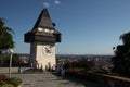 Clock Tower in Graz, Austria. Royalty Free Stock Photo