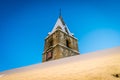 Clock tower of Gryon with snow