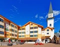 Clock tower and resort buildings Stratton Ski resort Royalty Free Stock Photo