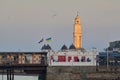 Clock Tower at Herne Bay lit up by the setting sun Royalty Free Stock Photo