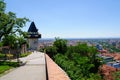 Clock Tower and the Historic district of Graz in Austria